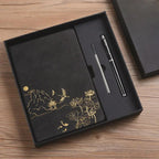Chinese Landscape Faux Leather Notebook & Pen Set