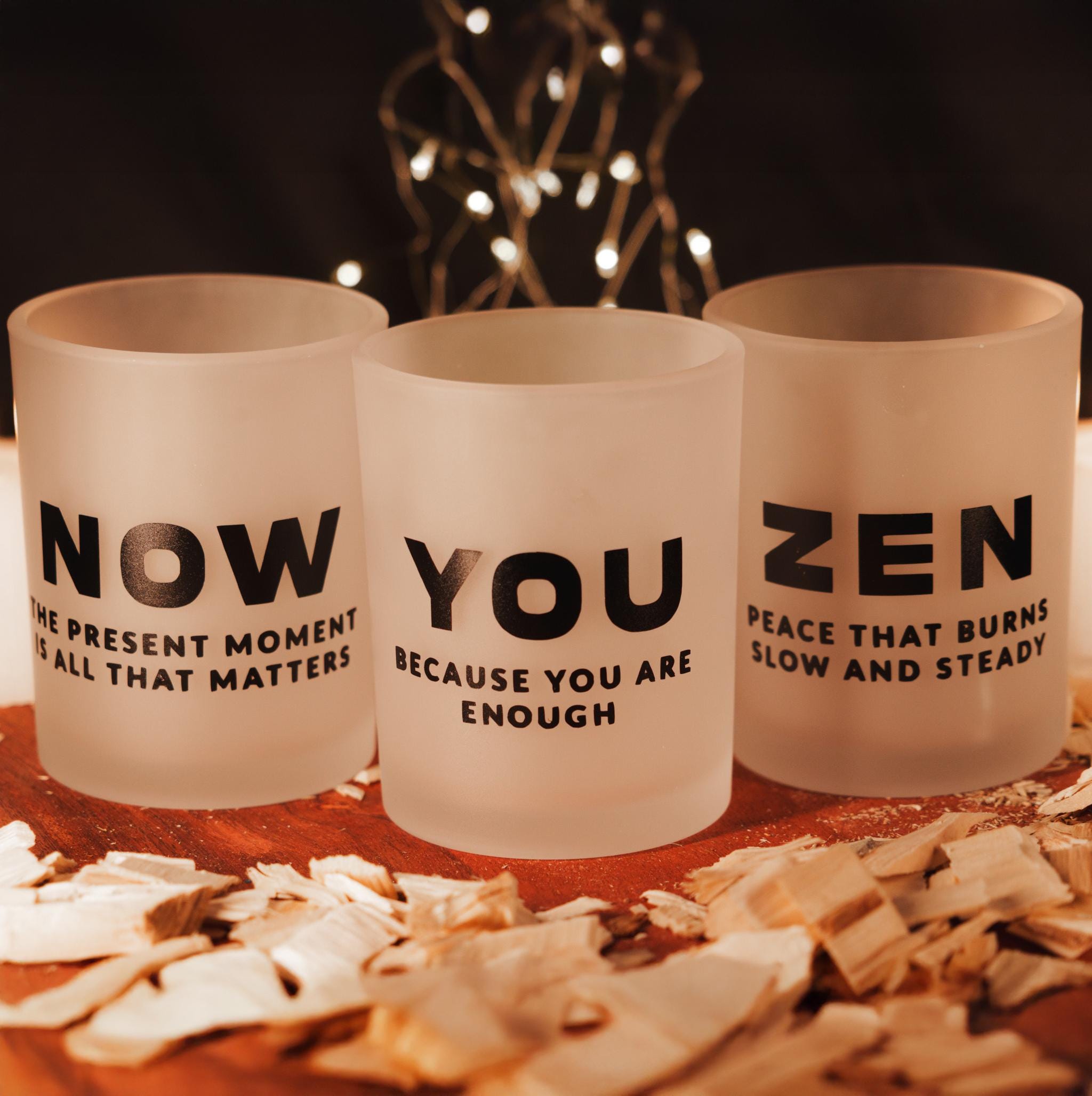NOW YOU ZEN Candle Set – Motivational Frosted Glass Bundle