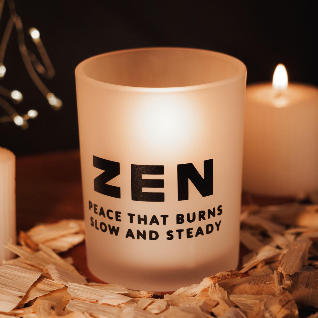 ZEN Candle Jar – Mindfulness Quote Frosted Glass
