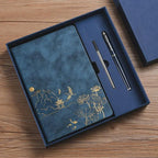 Chinese Landscape Faux Leather Notebook & Pen Set