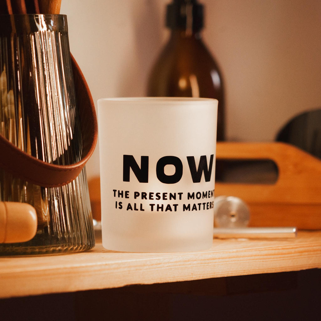 NOW Candle Jar – Mindfulness Quote Frosted Glas
