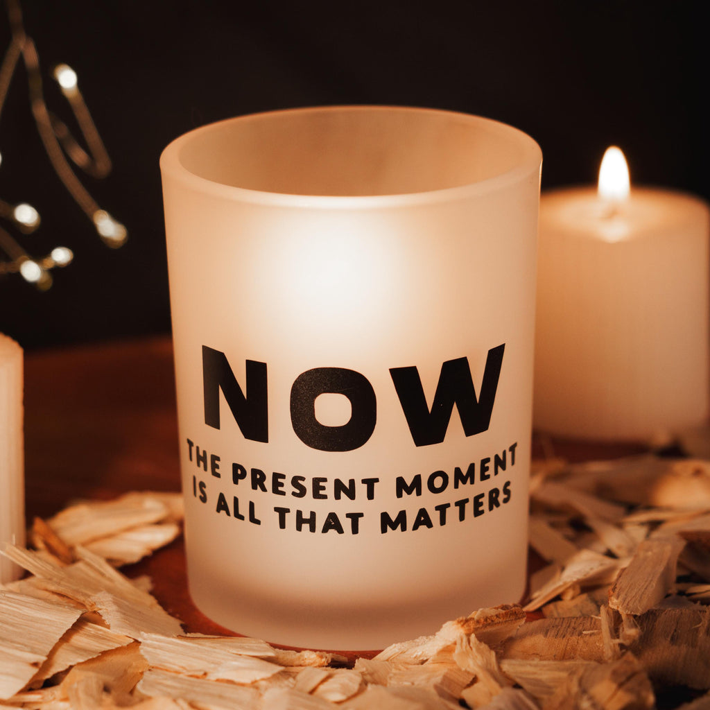 NOW Candle Jar – Mindfulness Quote Frosted Glas