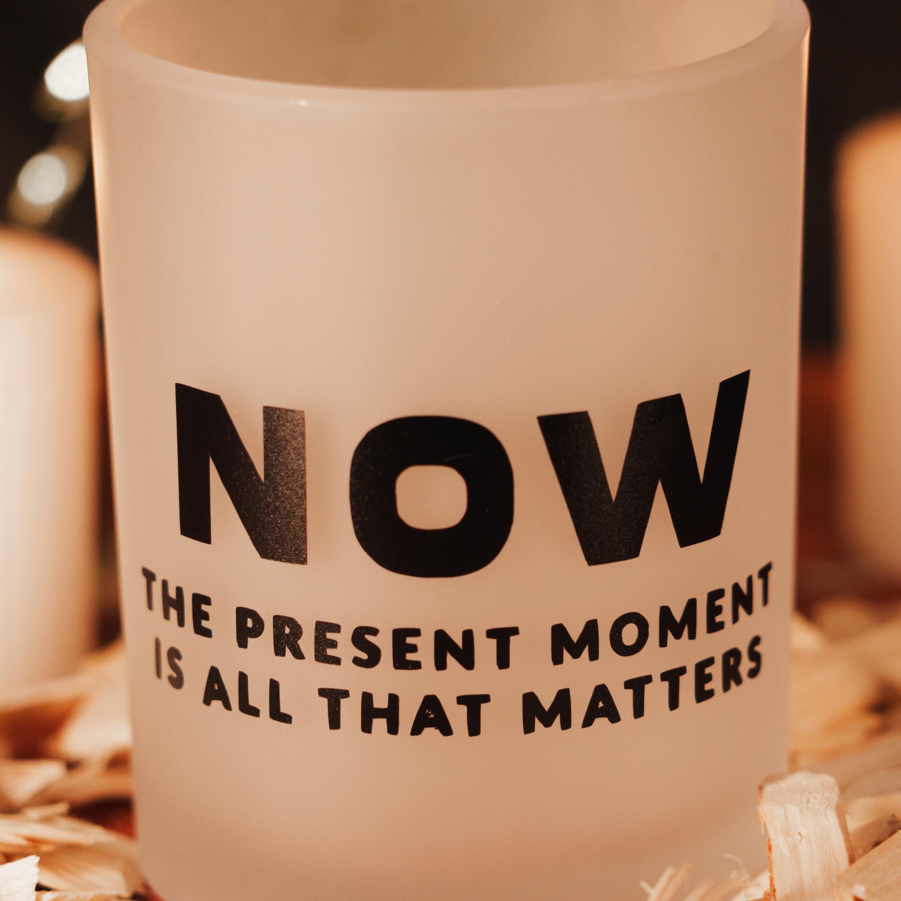 NOW Candle Jar – Mindfulness Quote Frosted Glas